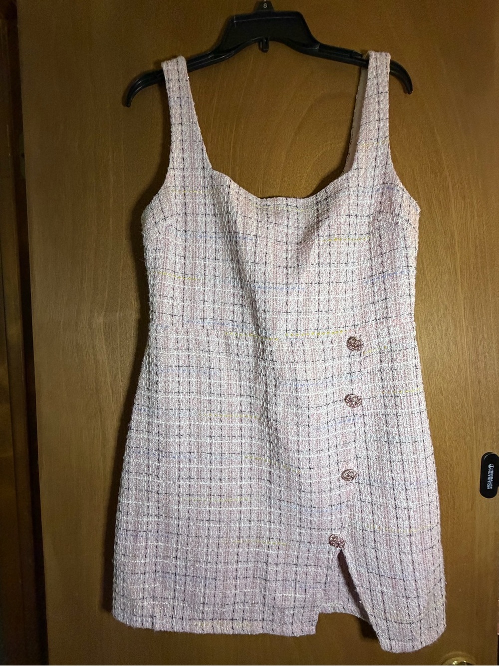 City Studio Pink Tweed Button-Accent Mini Dress size 11/12 new with tags